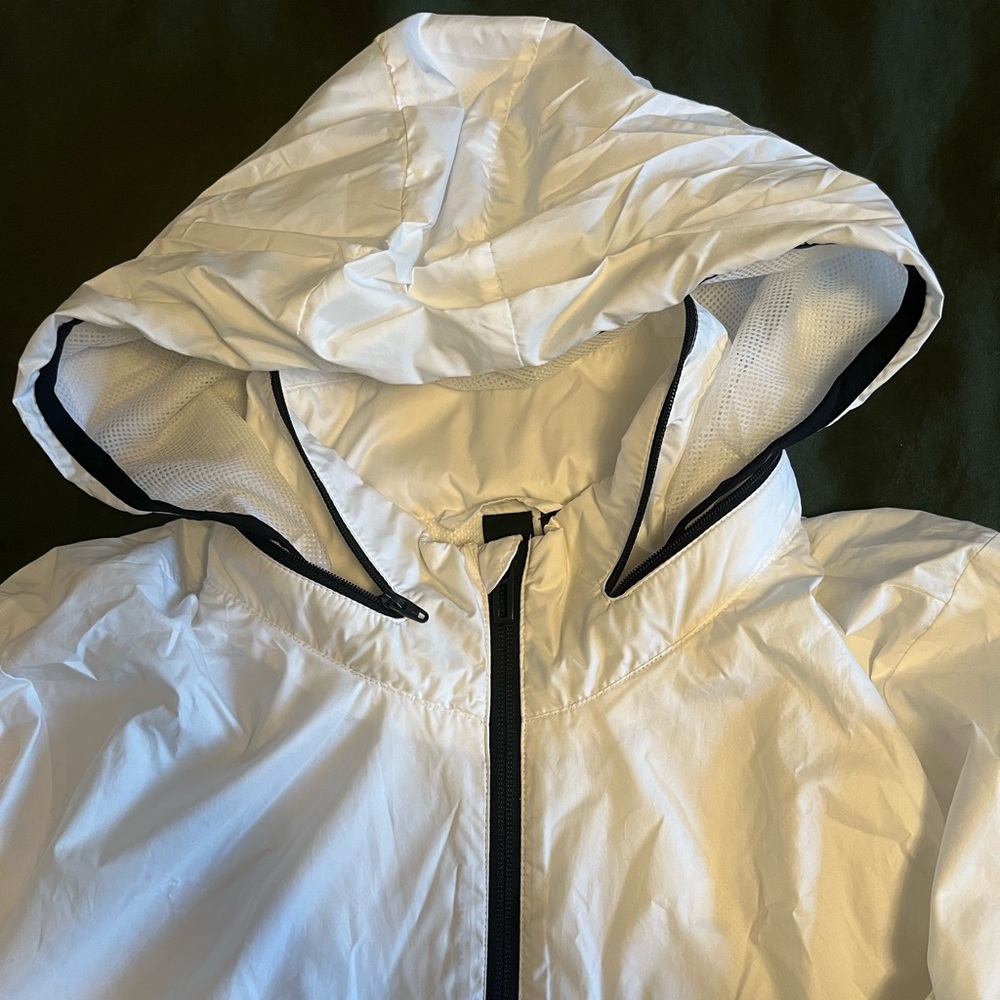 Adidas White Linear Packable Water Resistant Wind… - image 4